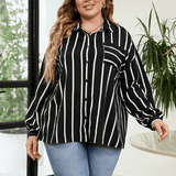 Plus Size Women's Striped Casual Shirt