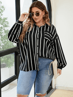 Plus Size Women's Striped Casual Shirt